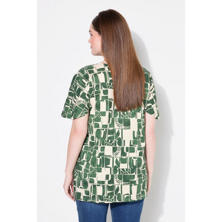 Ulla Popken T-shirt Encolure Cascade Manches Courtes  