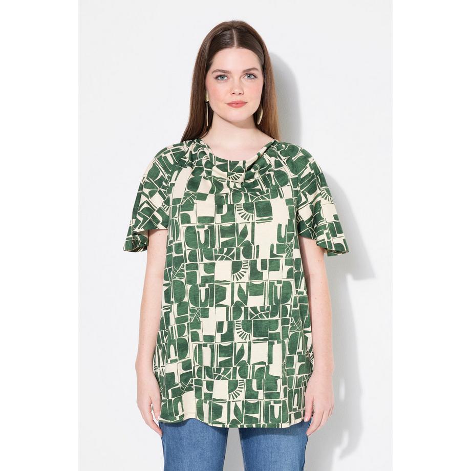 Ulla Popken T-shirt Encolure Cascade Manches Courtes  