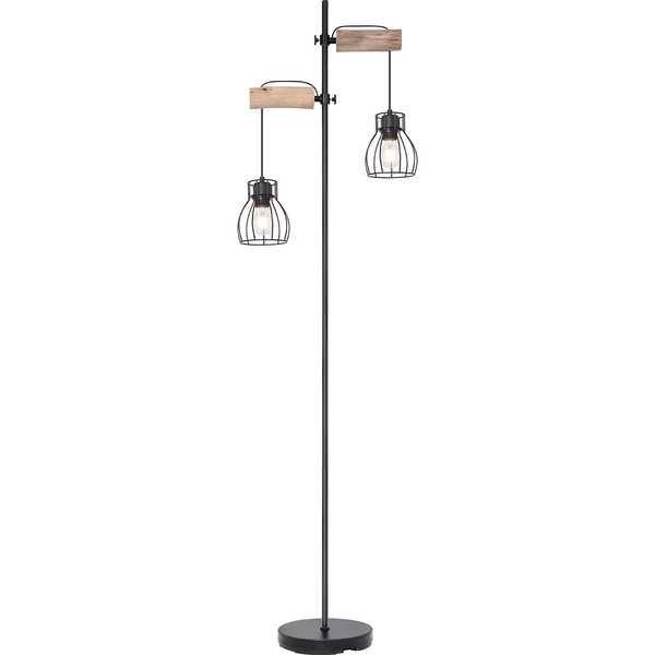 mutoni Lampadaire Mina métal noir 2xE27  