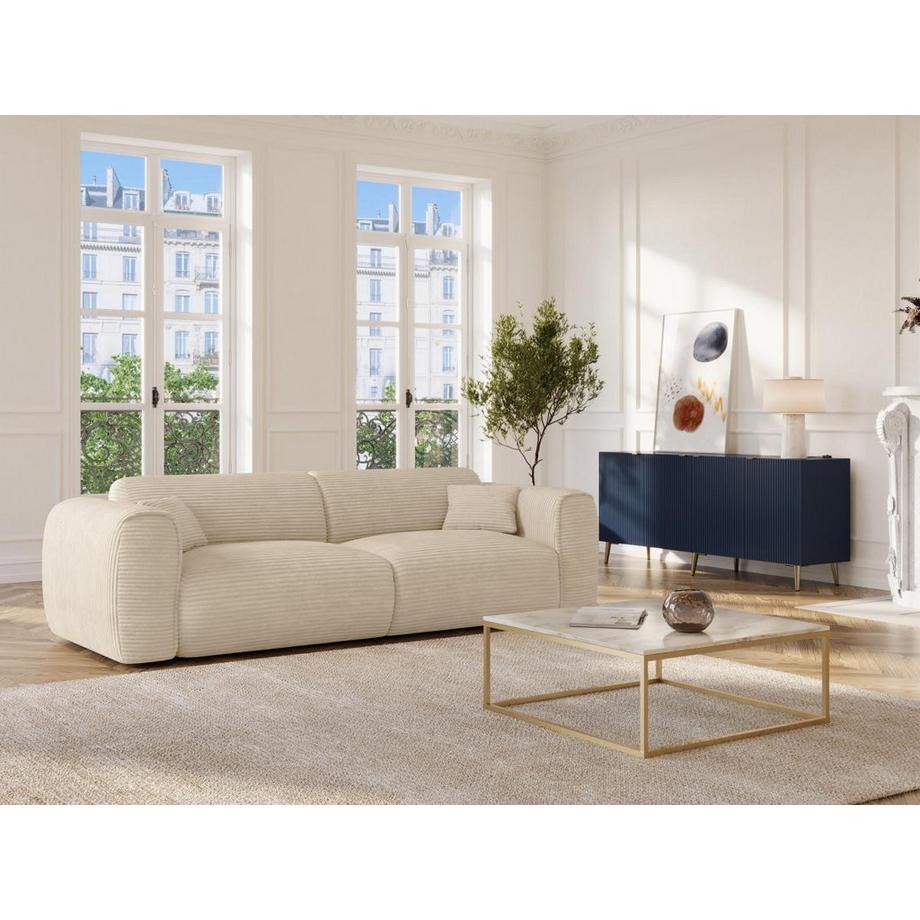 Vente-unique Sofa 4-Sitzer mit Matratze - Cord - Beige - POGNIA  