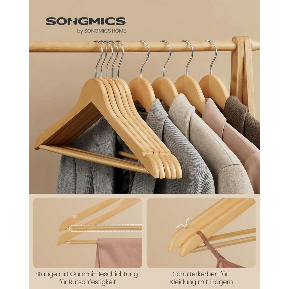 Songmics Kleiderbügel Holz 20er Set Einkerbungen im Schulterbereich  