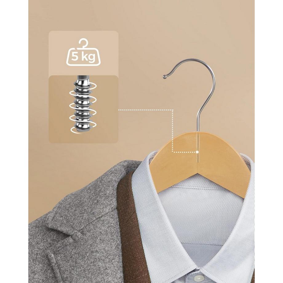 Songmics Kleiderbügel Holz 20er Set Einkerbungen im Schulterbereich  