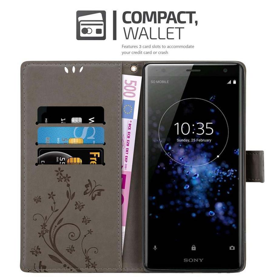Cadorabo  Hülle für Sony Xperia XZ2 Blumen Design Magnetverschluss 