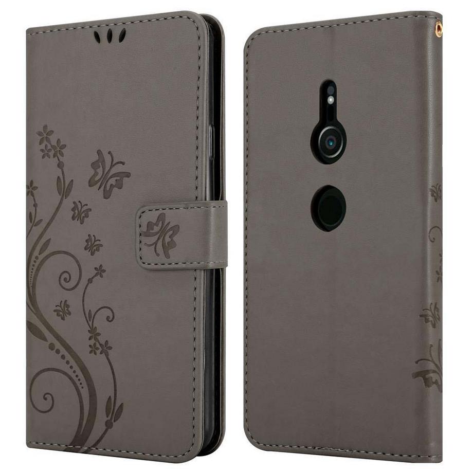 Cadorabo  Housse compatible avec Sony Xperia XZ2 - Coque de protection au design floral avec fermeture magnétique, fonction de support et emplacements pour cartes 