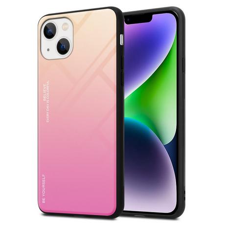 Cadorabo  Housse compatible avec Apple iPhone 14 PLUS - Coque de protection bicolore en silicone TPU et dos en verre trempé 