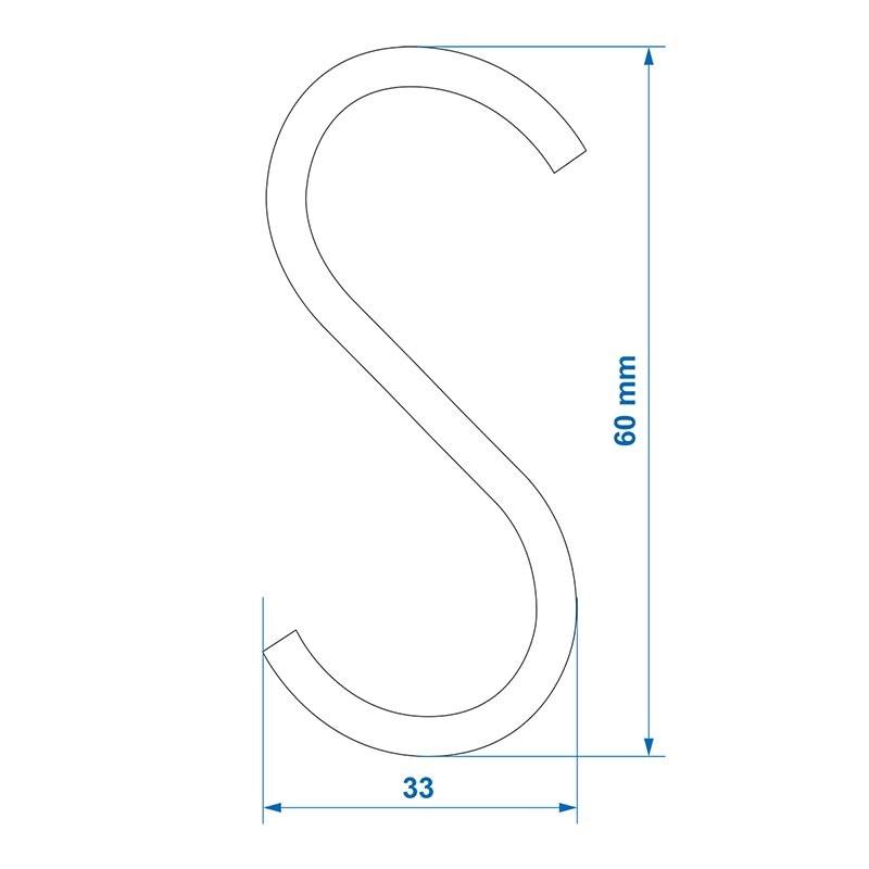 Pricenet Crochet en S Ø4mm 6cm 6 pièces sous blister  