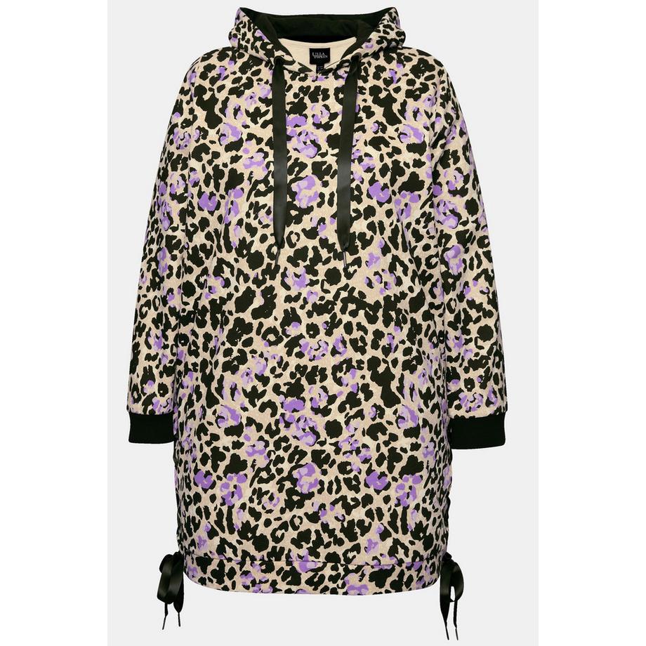 Ulla Popken Leonuster Long-Hoodie Leo-Print  