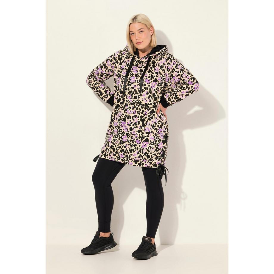 Ulla Popken Leonuster Long-Hoodie Leo-Print  