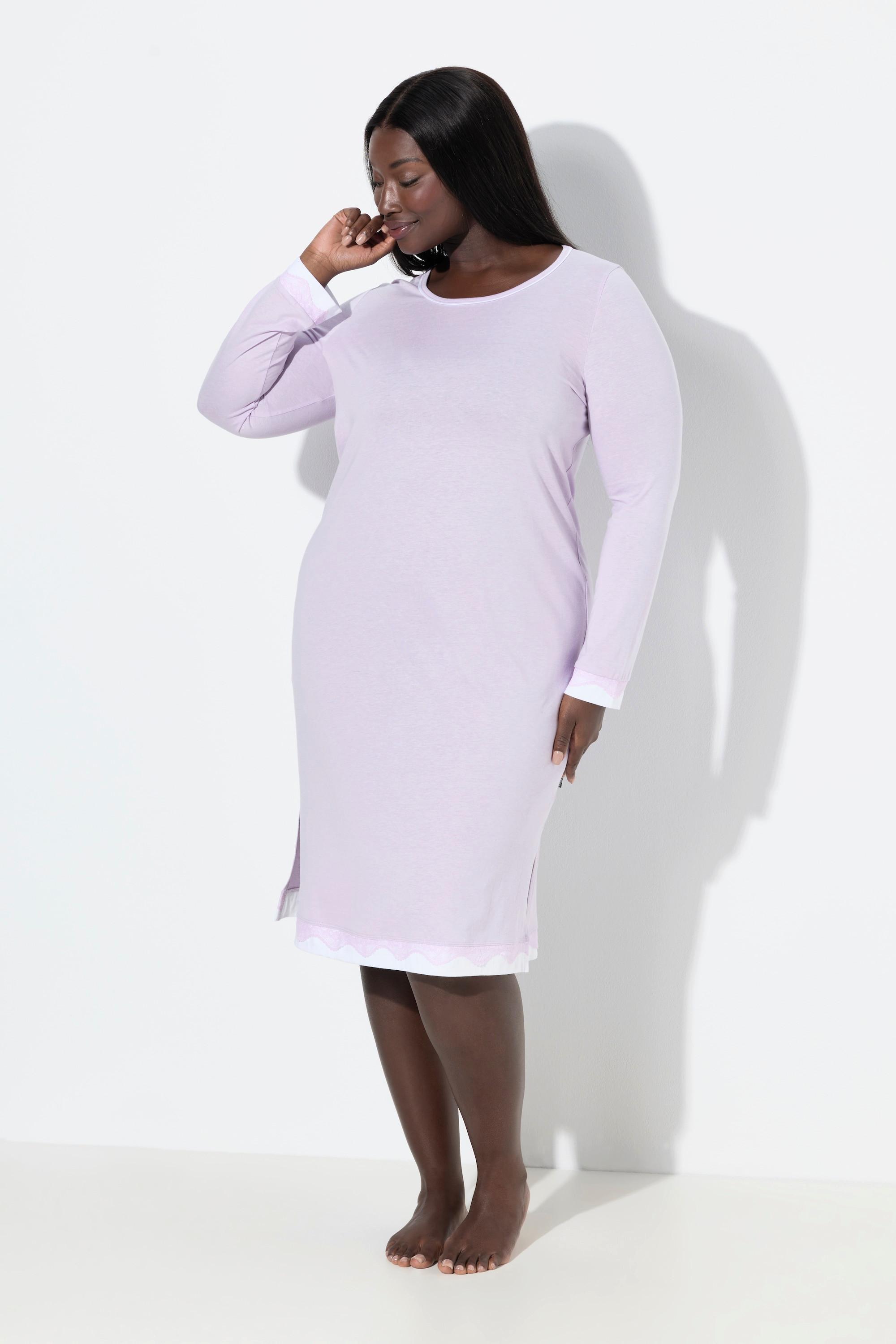 Ulla Popken Camicia da notte pizzo oversize scollo rotondo maniche lunghe  