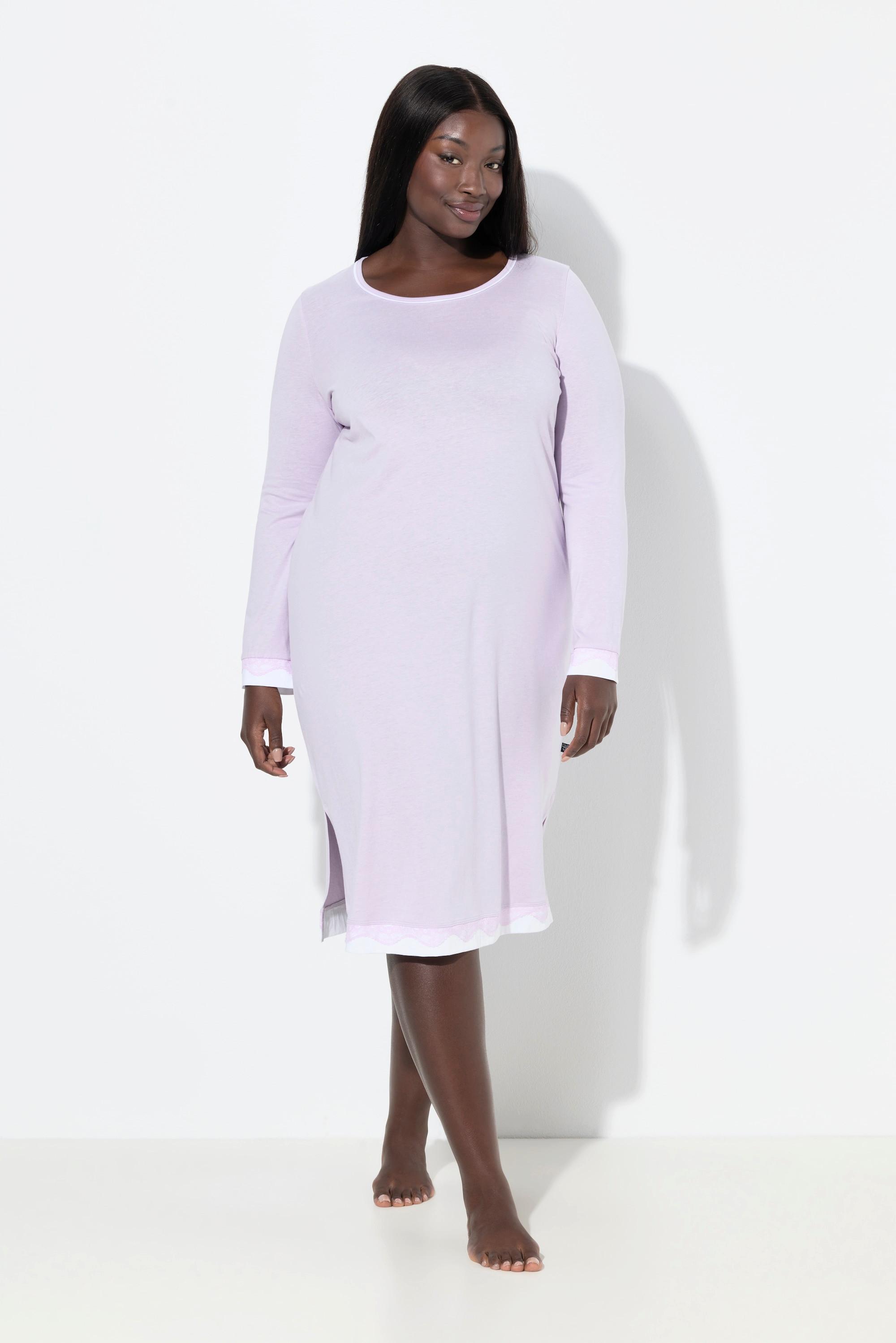 Ulla Popken Camicia da notte pizzo oversize scollo rotondo maniche lunghe  