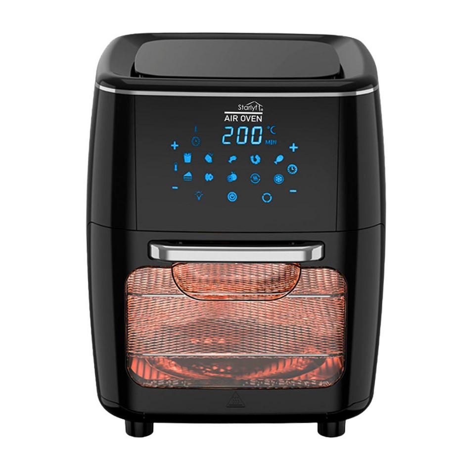 STARLYF  Air Oven XXL– Friteuse à air chaud de 12 litres avec 10 programmes et fonction rôtisserie, broche rotative, 1700 watts, sans huile 