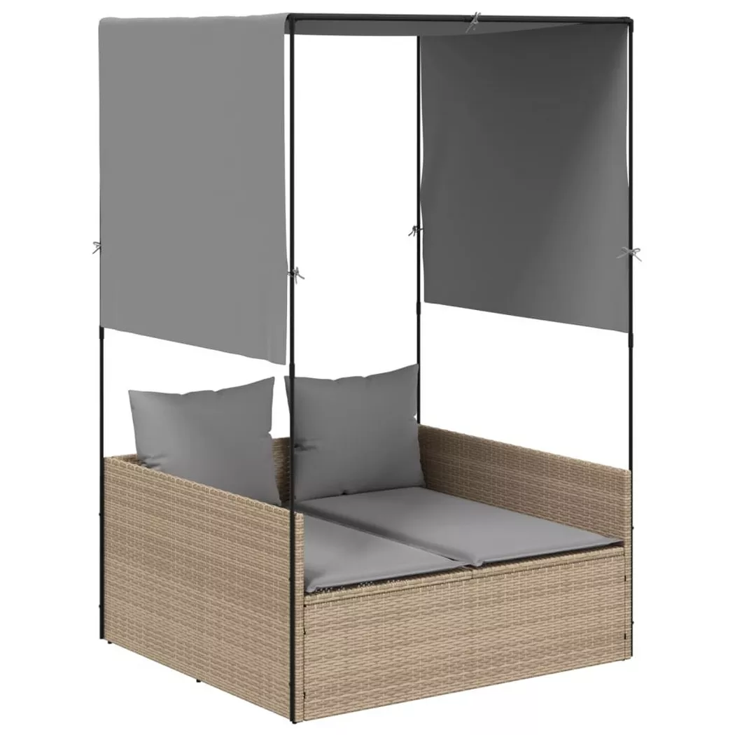 VidaXL - lettino prendisole doppio Polirattan, One Size, Beige