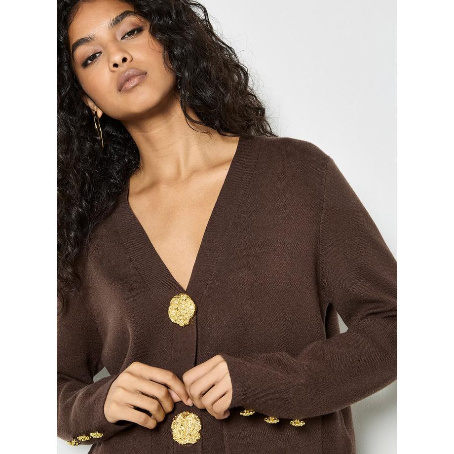 APRICOT Statement Gehämmerte Knöpfe Leichte Strickjacke  