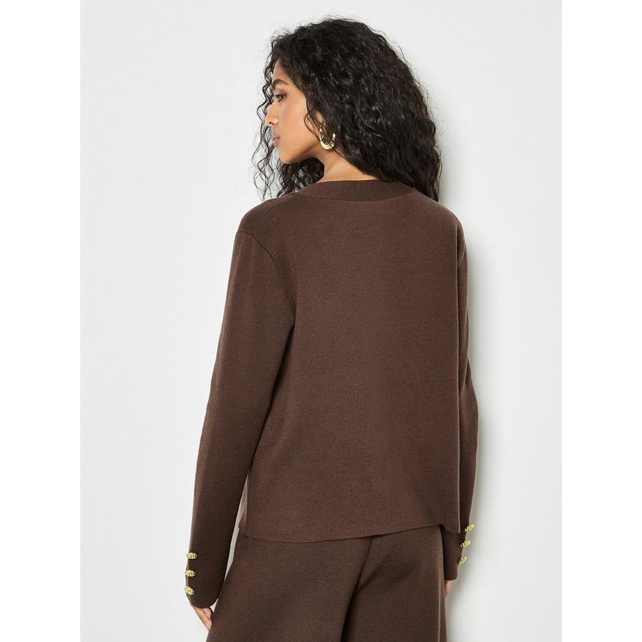 APRICOT Statement Gehämmerte Knöpfe Leichte Strickjacke  