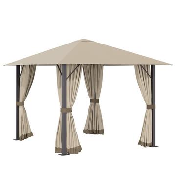 Padiglione Da Giardino Padiglione 3 X 3 M Tenda Da Giardino Tetto Con Fori Di Ventilazione Tendone Per Feste Con 4 Pannelli Laterali Poliestere In Alluminio Resistente Alle Intemperie