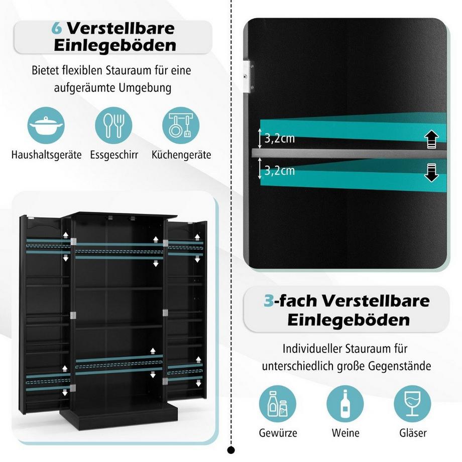 Northix Meuble de rangement de cuisine, étagères réglables  