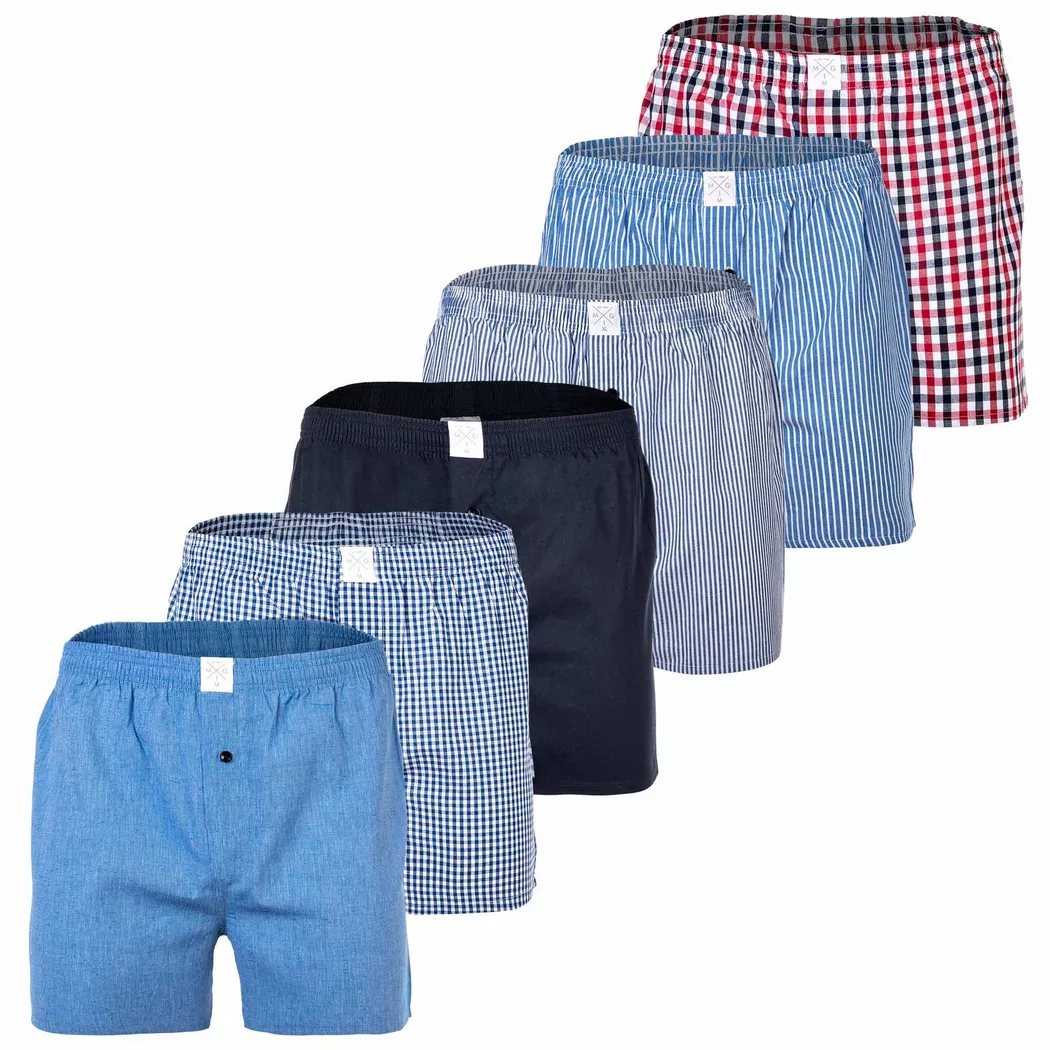 MG-1 - Web-Boxershorts Casual Locker sitzend, für Herren, Blau Bedruckt, Größe 3XL