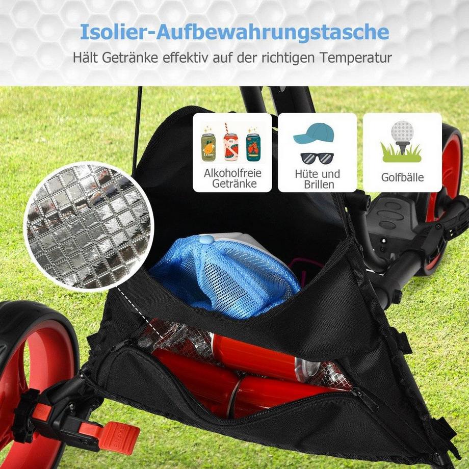 B2X  3 Rad Golf Trolley aus Aluminum mit Schirmhalter & T-Stückhalterung & Aufbewahrungstasche 