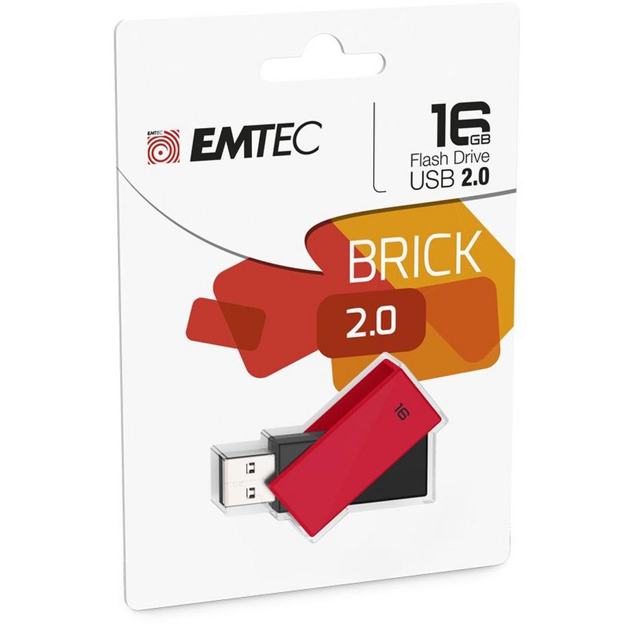 EMTEC  Emtec C350 Brick USB-Stick 16 GB USB Typ-A 2.0 Schwarz, Rot 