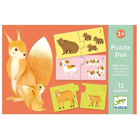 Djeco  Puzzle Duo Tierbabys (6x2) 