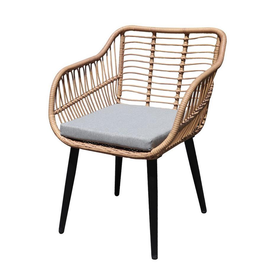 Northix Set di mobili da giardino in rattan composto da sedie e tavolo con piano in vetro  