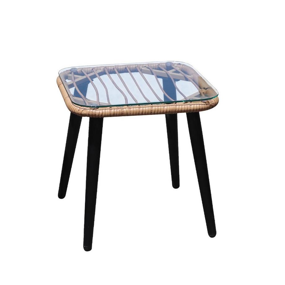 Northix Set di mobili da giardino in rattan composto da sedie e tavolo con piano in vetro  