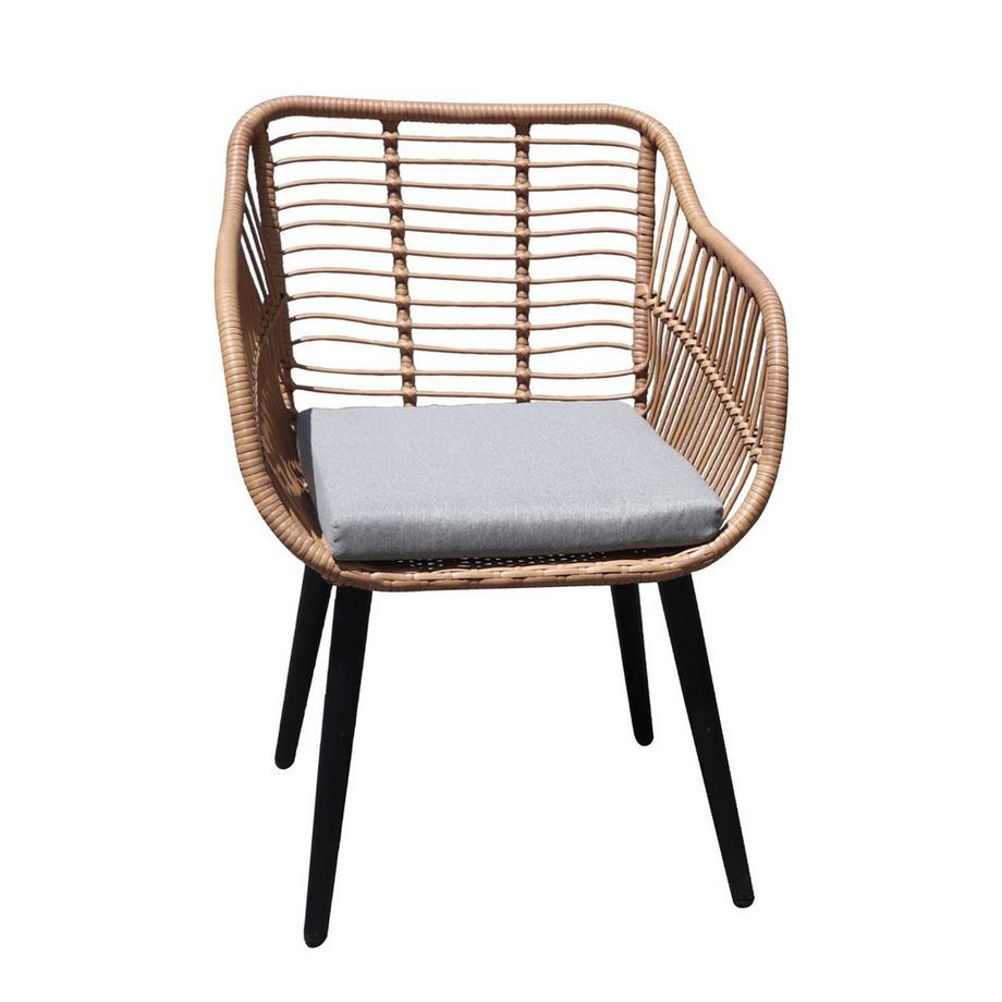 Northix Set di mobili da giardino in rattan composto da sedie e tavolo con piano in vetro  