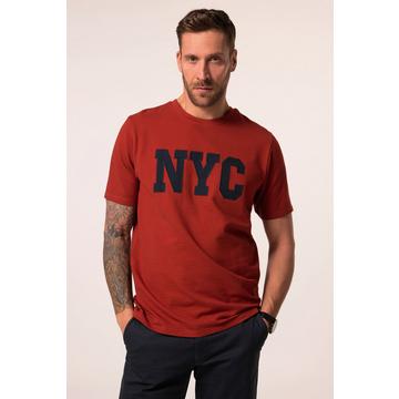 T-Shirt, Halbarm, Indigo-Färbung, NYC Applikation, Rundhals