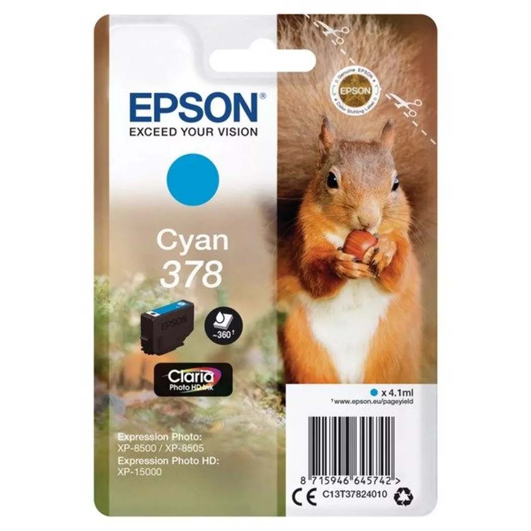 Epson – Tintenpatrone 378 cyan T378240 XP-8500/8505/15000 360 Seiten, Cyan-Blau, One Size