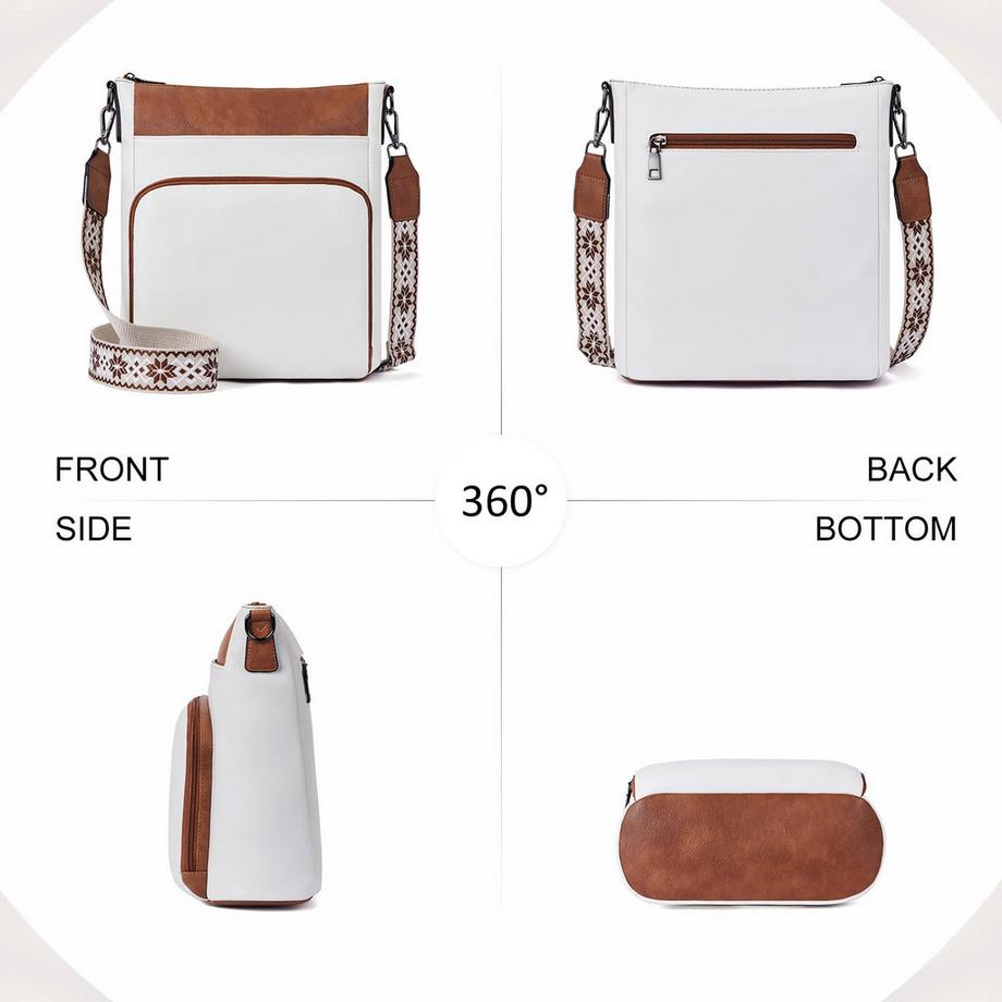 Only-bags.store Mittelgroße Umhängetasche mit Reißverschluss und gemustertem Trageriemen  