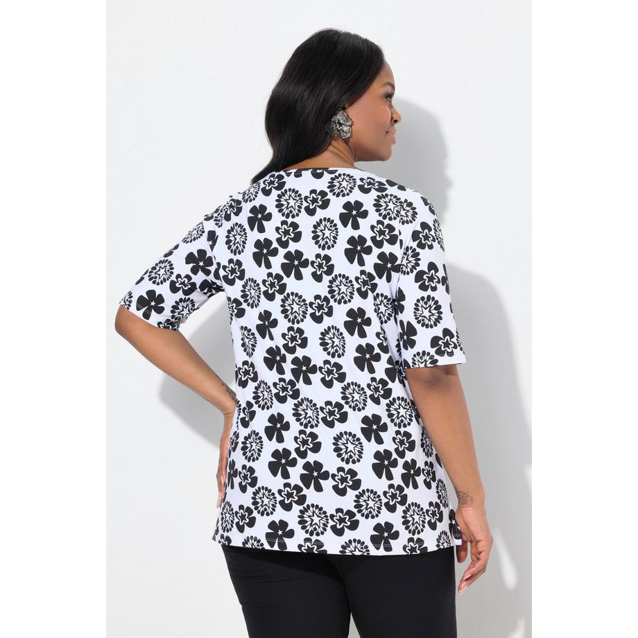 Ulla Popken Blüten A-Linie Halbarm T-Shirt  