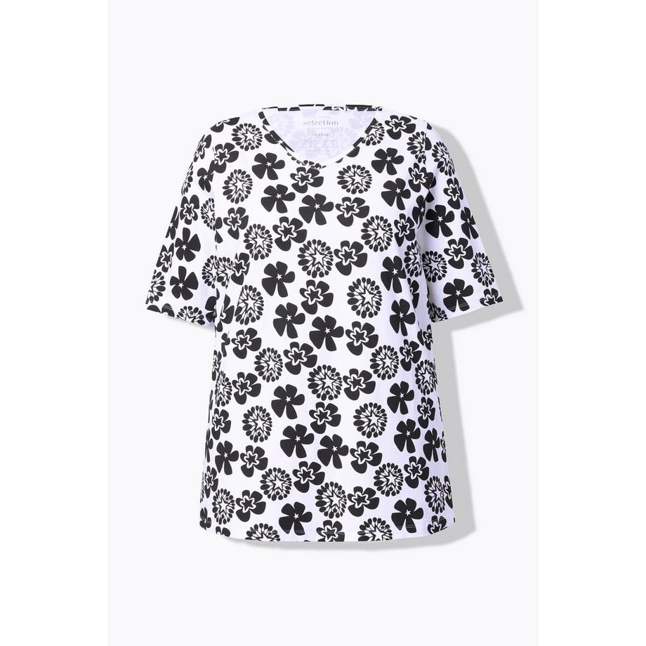 Ulla Popken Blüten A-Linie Halbarm T-Shirt  