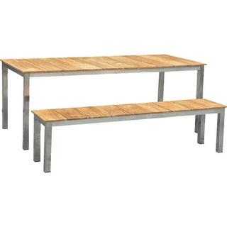 mutoni pleasure Garten Essgruppe Dallas Teak natur silber (3-tlg)  