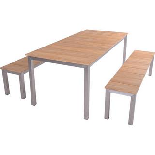 mutoni pleasure Garten Essgruppe Dallas Teak natur silber (3-tlg)  