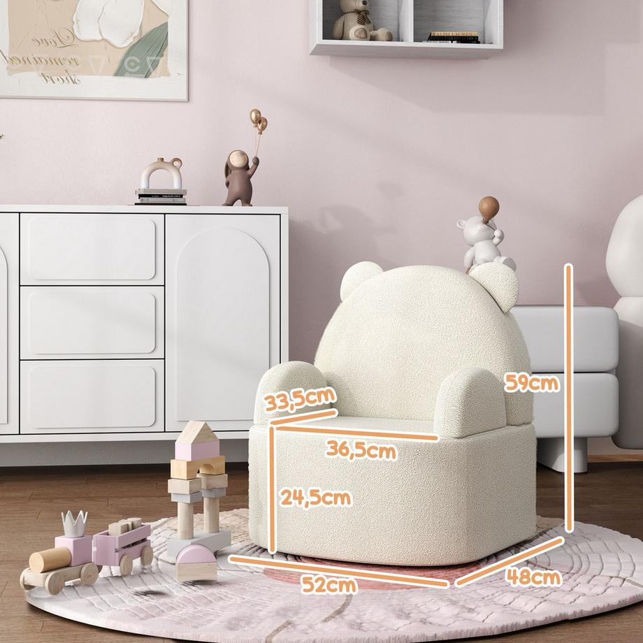 Northio Fauteuil pour enfant, canapé pour enfant en peluche douce, en forme d'ours, chaise pour enfant de 1,5 à 3 ans, chambre d'enfant, salle de jeux, beige  
