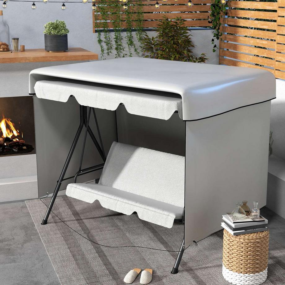 Northio Abdeckplane Für Gartenmöbel Wasserdicht & Uv-Schutz Schutzhülle, Rechteckig, Pe, Grau, 215X155X150Cm  