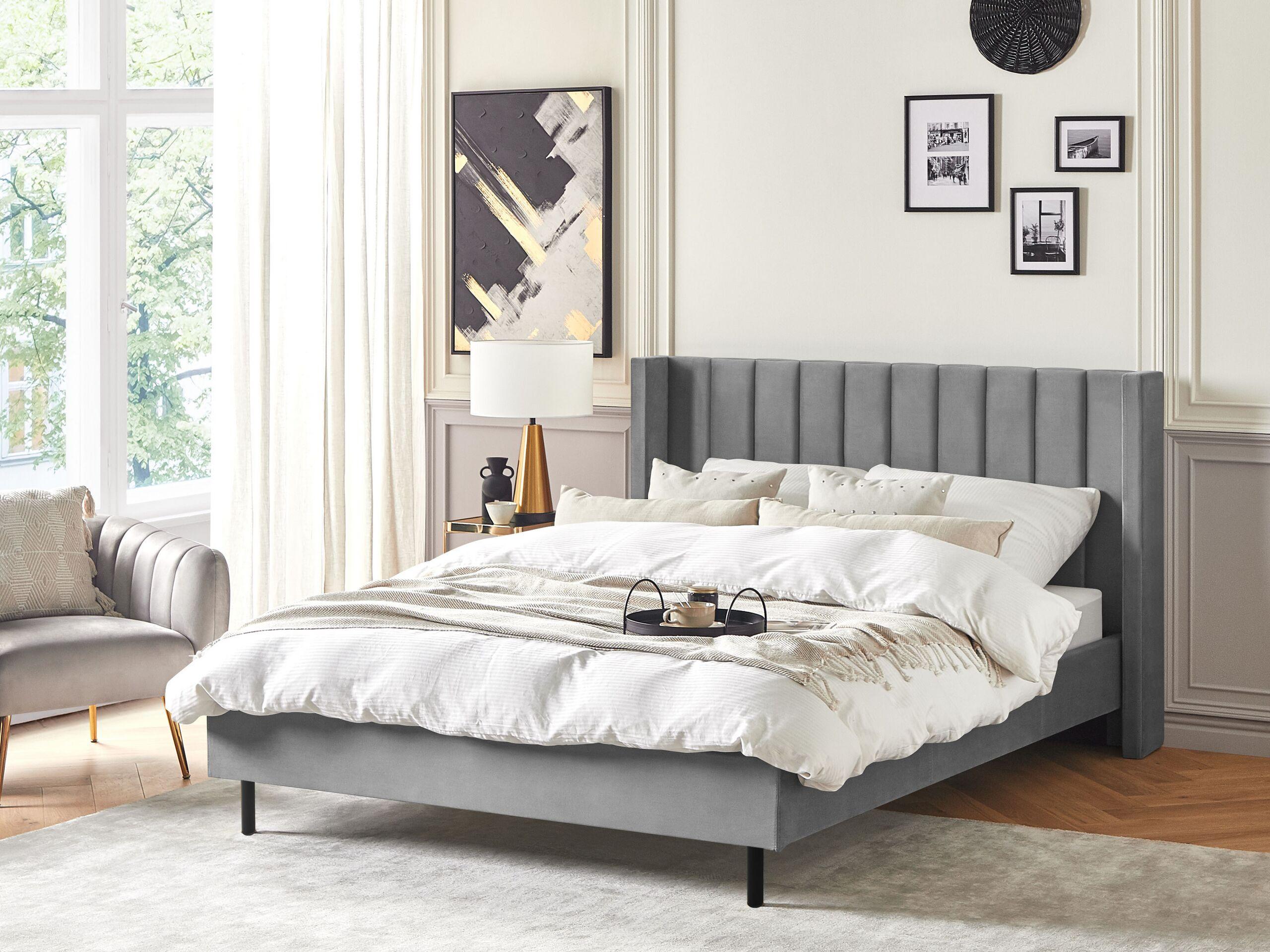 Beliani Bett mit Lattenrost aus Samtstoff Modern VILLETTE  