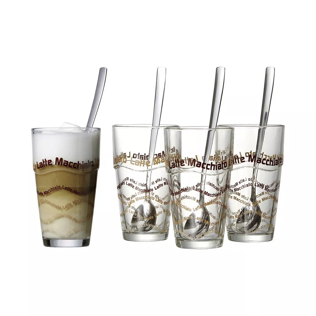 Ritzenhoff & Breker Latte-Macchiato-Glas 4 Gläser, 4 Longdrinklöffel