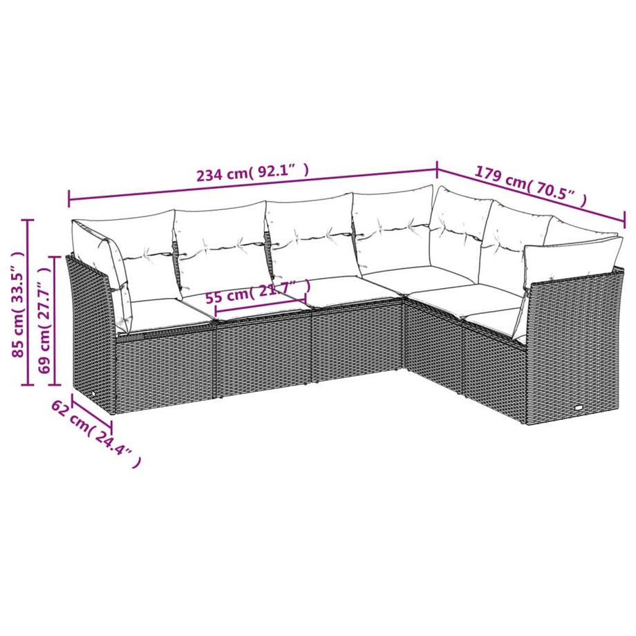 VidaXL Garten sofagarnitur poly-rattan  