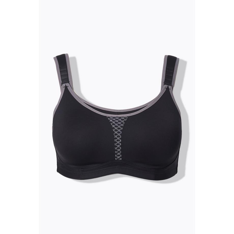 Ulla Popken Soutien-gorge de sport sans armatures microfibre empiècement maille bonnet C-D  