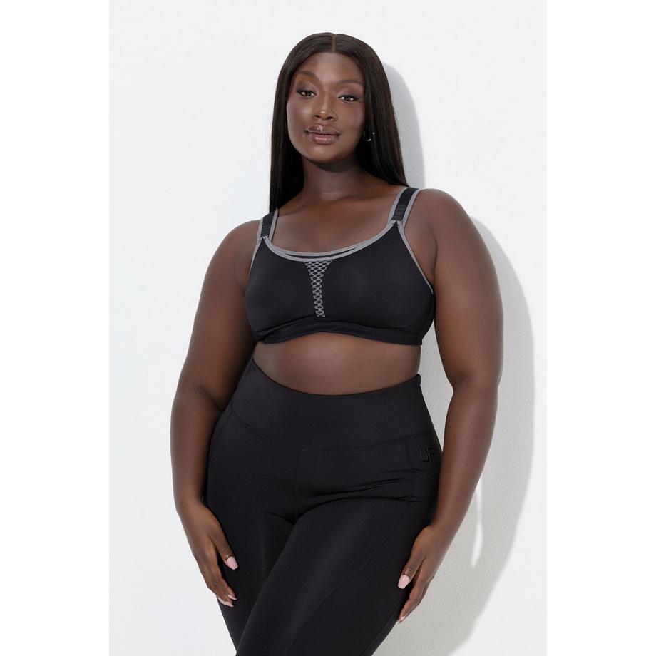 Ulla Popken Soutien-gorge de sport sans armatures microfibre empiècement maille bonnet C-D  