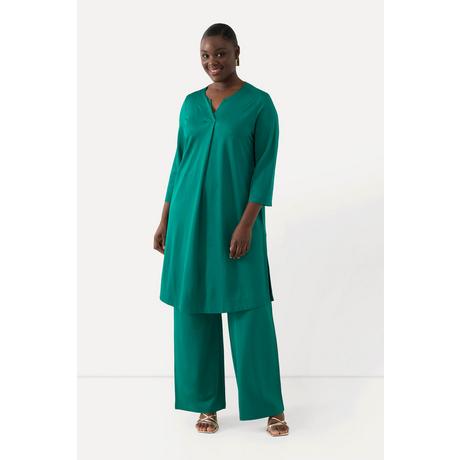 Ulla Popken Maglia lunga Slinky Piqué Scollo a Tunica Maniche 3/4  