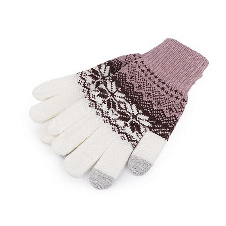 Diademita Guanti Lavorati a Maglia Motivo Norvegese Funzione Touch  