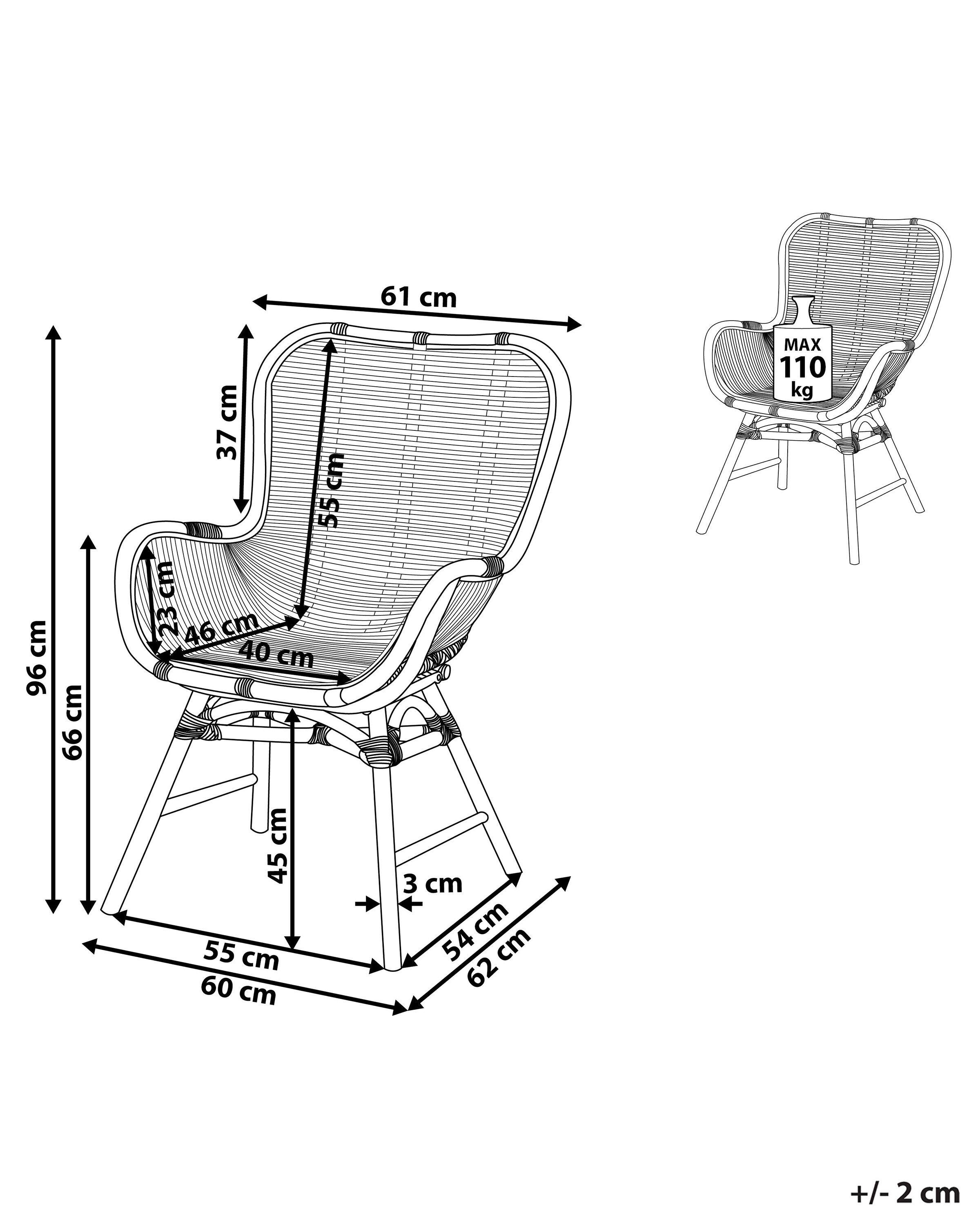 Beliani Chaise de salle à manger en Rotin Boho TOGO  