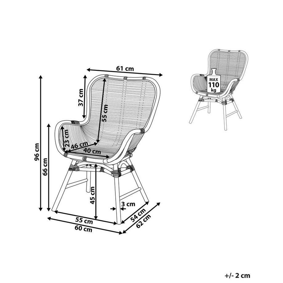Beliani Chaise de salle à manger en Rotin Boho TOGO  
