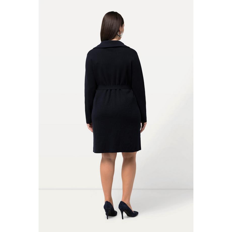 Ulla Popken Abito in maglia Cintura Collo a camicia Scollo a V Maniche lunghe  