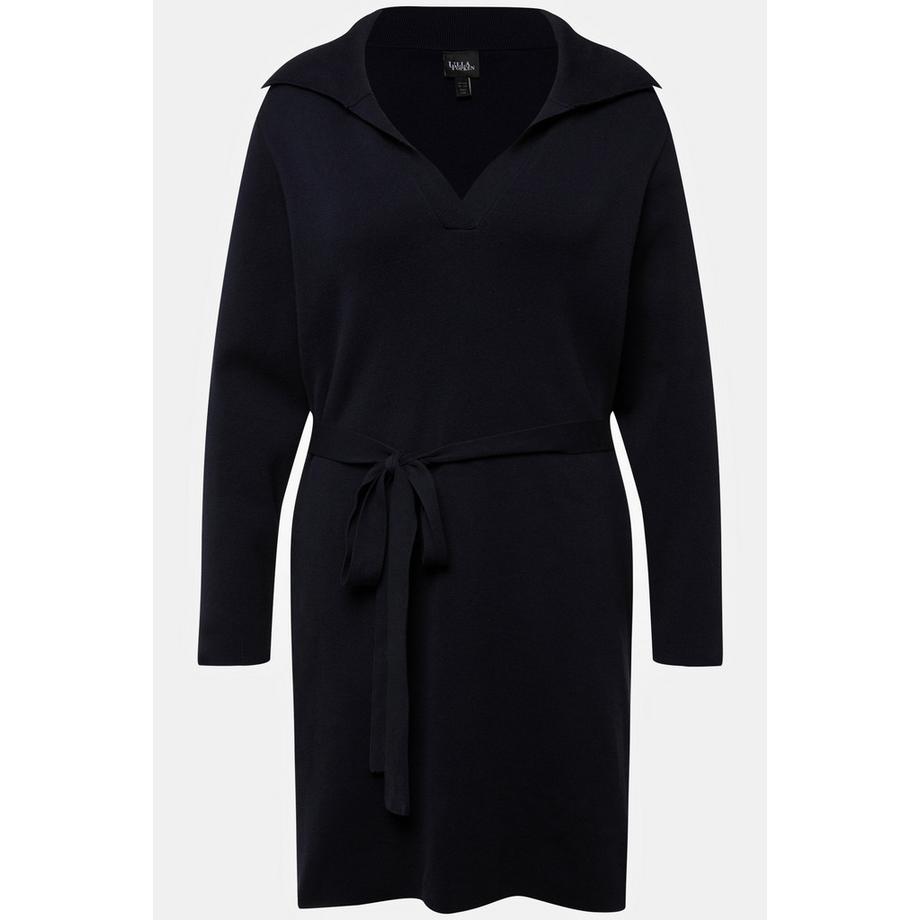 Ulla Popken Abito in maglia Cintura Collo a camicia Scollo a V Maniche lunghe  