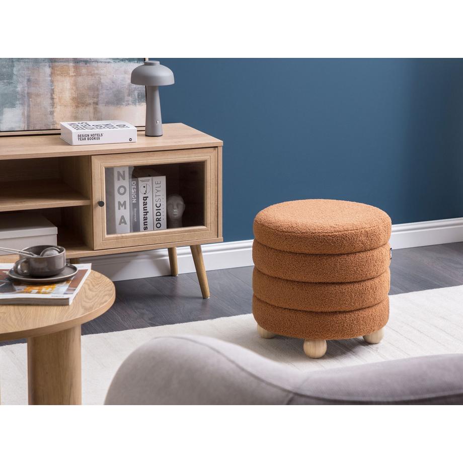 Beliani Pouf en Bouclé Rétro CHILLY  
