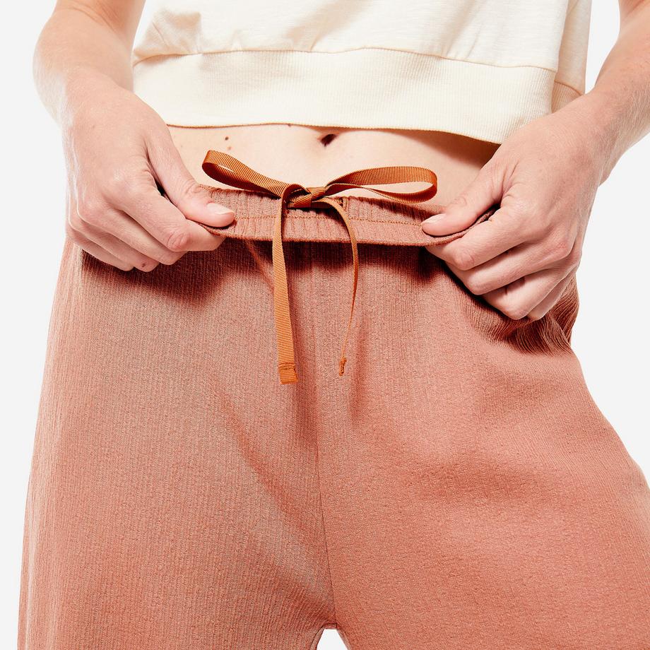 DOMYOS  Pantalon yoga de retraite femme, marron sépia 