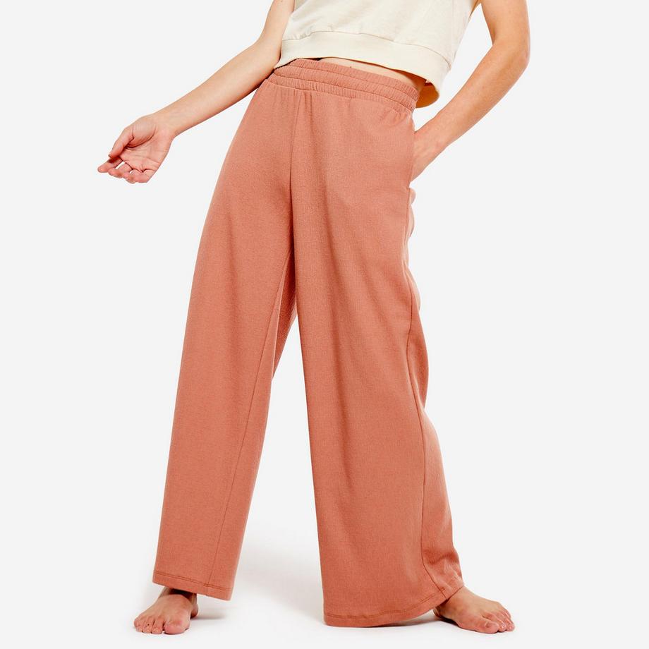 Pantalon yoga de retraite femme, marron sépia